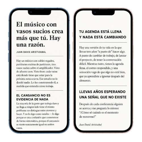 Vista previa del newsletter en dos teléfonos